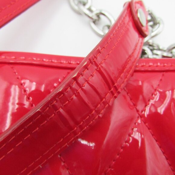 Coach Liquid Gloss Collection Red High Shine Shoulder Bag Purse Chain Strap - Picture 10 of 16